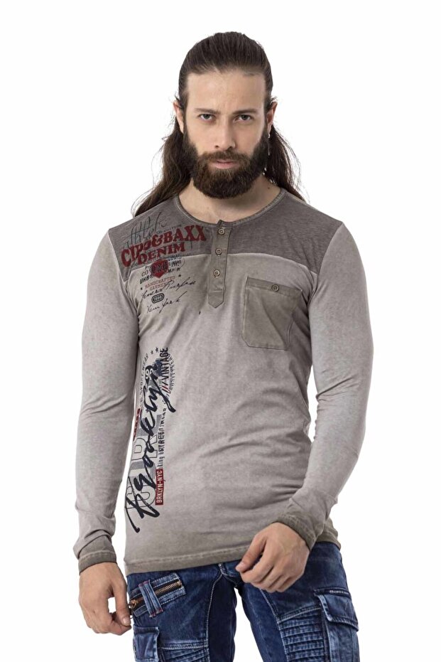Cl527 Buttoned Basic Anthracite Sweatshirt - 2