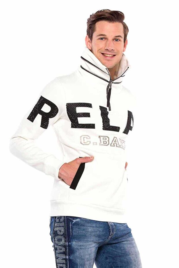 سترة Cl385 Stoned Relax Fit ذات ياقة سحاب عمودية وسميكة