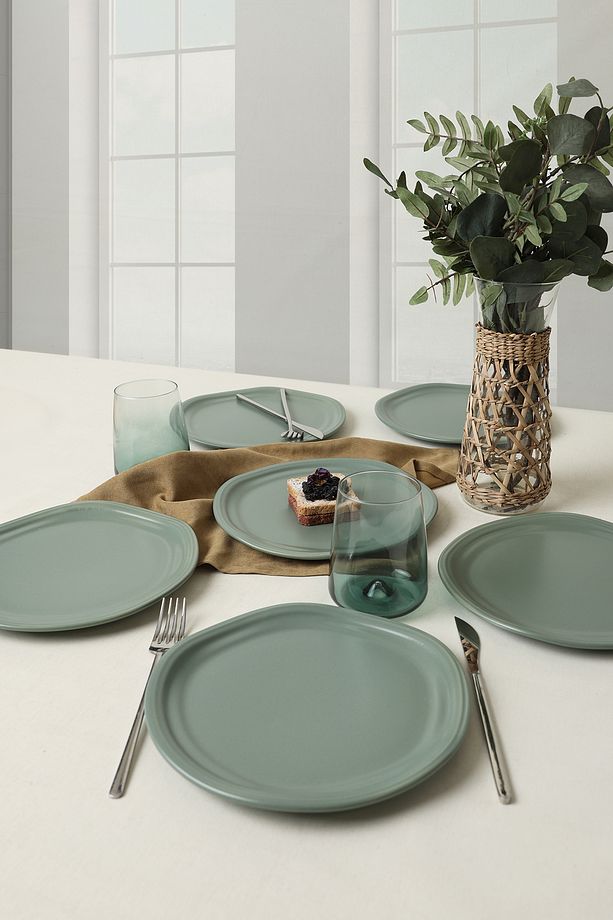 Mat Yeşil Bloom Pasta Tabağı 24 Cm 6 Adet 322 - 4