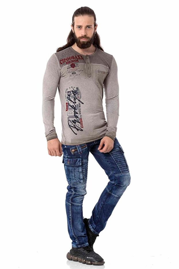 Cl527 Buttoned Basic Anthracite Sweatshirt - 4