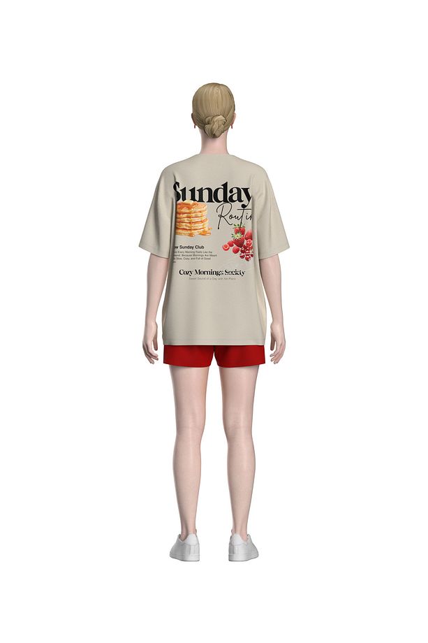 Sunday Routine Pankek Grafikli Oversize T-shirt - 5