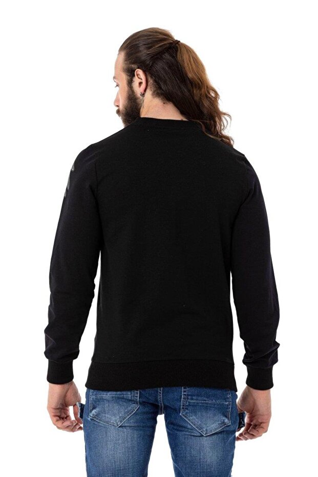 Cl515 Eagle Patterned White Thick Sweatshirt - 3