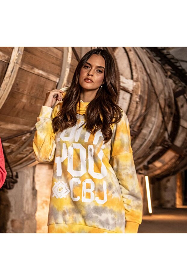 Wl346 Sarı Oversize Kadın Sweatshirt - 2