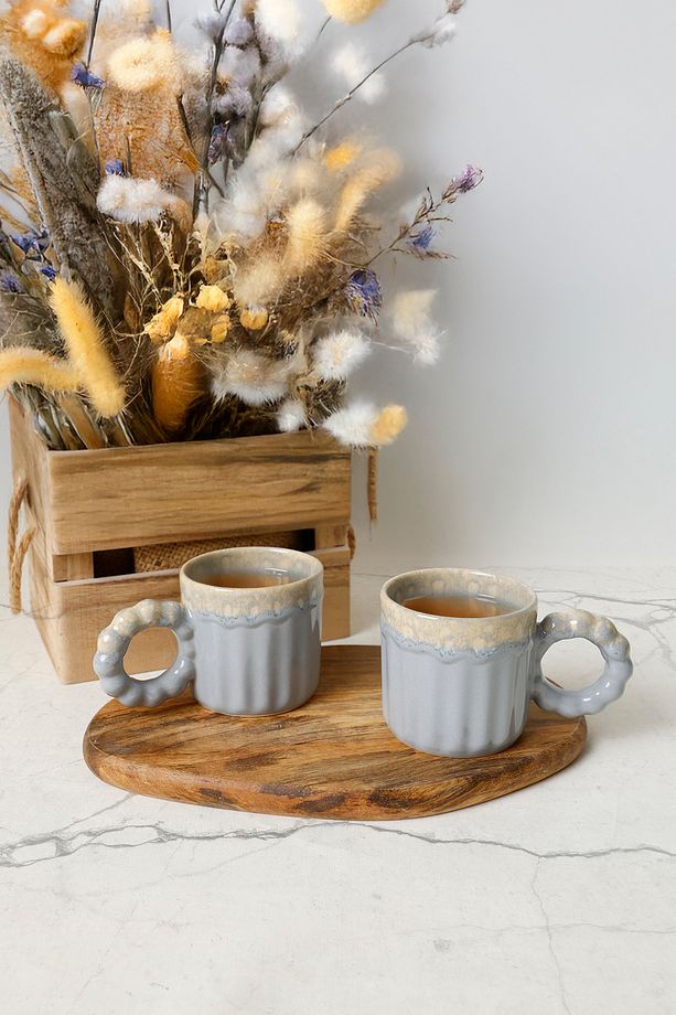 Shizen Gri İnci Kulplu Senta Kupa 8 Cm 2 Adet 613 - 2