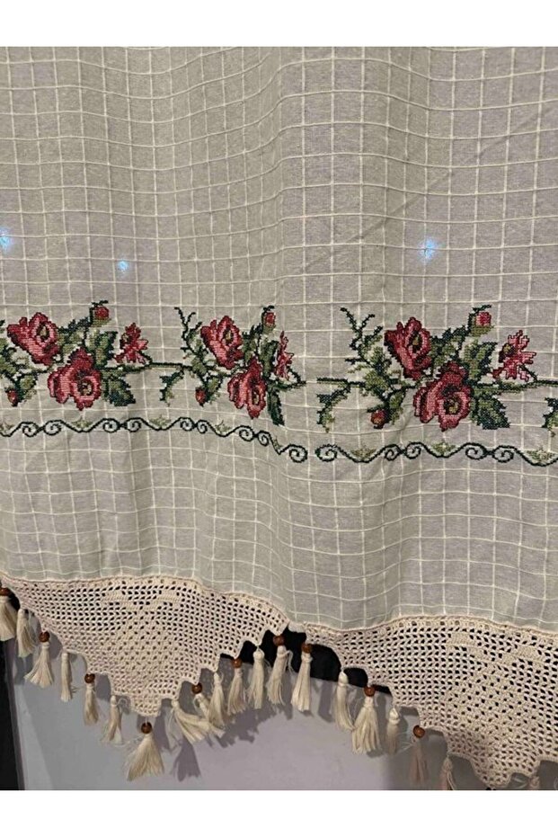 Cross Stitch Basement Curtain Cross Stitch Hand Lace Linen Curtain