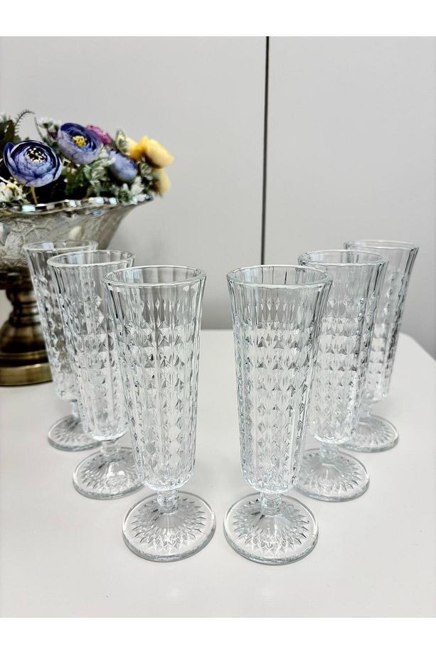 Remas Damalı Ayaklı Kristal Kahve Yanı Flüt Bardak 140ml - 3