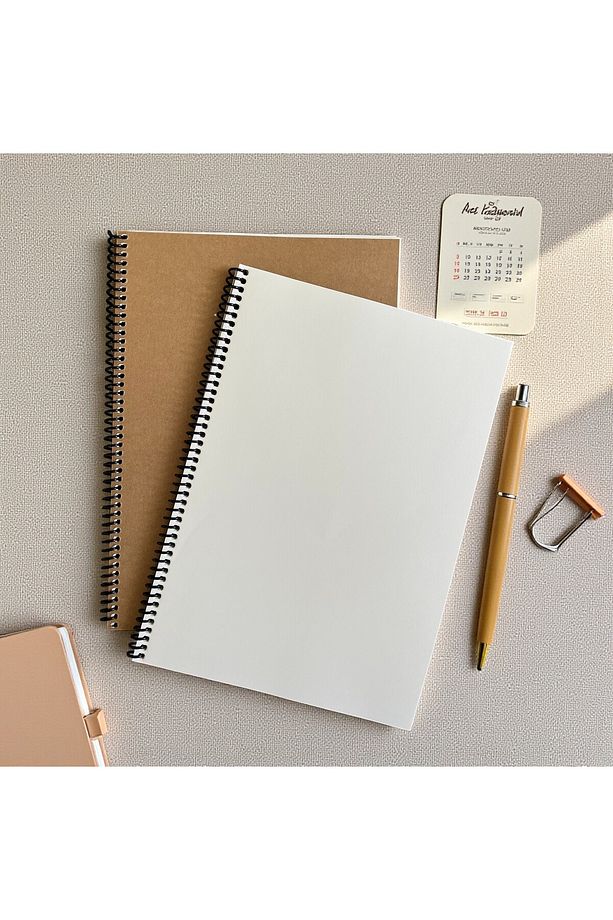 Çizgisiz Spiralli Defter, A4 Boyut (21X29,7 CM), 60 Yaprak (120 SAYFA), Kahverengi Kapak - 3