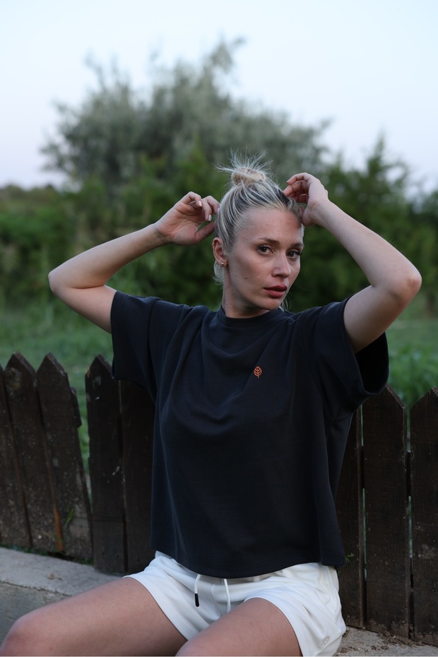 SOFT ANTRASIT KADIN OVERSIZE T-SHIRT