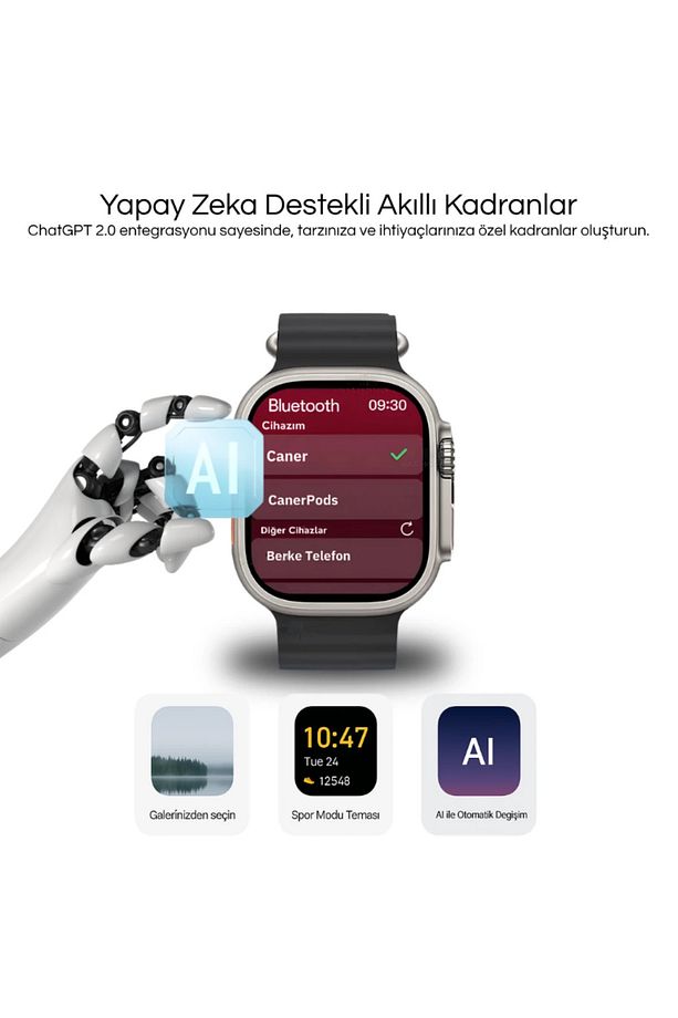 Watch HK10 ULTRA 3 MAX - Amoled Ekran - Chatgpt- Çift çekirdek işlemci - 3Kordon (49mm) - 6