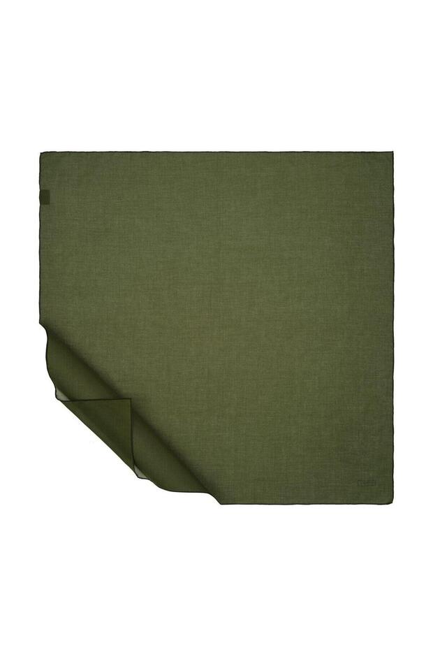 Eșarfă simplă din bumbac verde kaki - 1