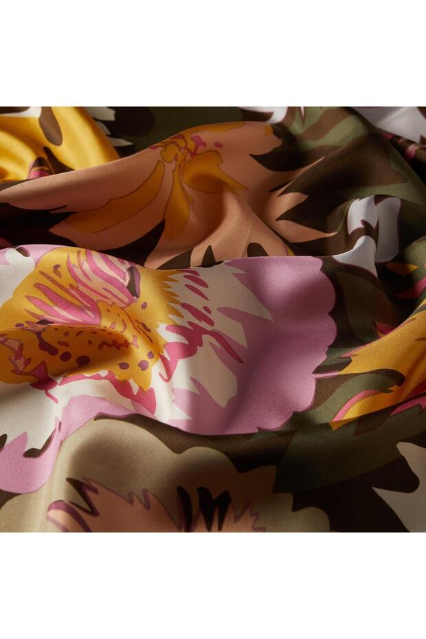 وشاح حرير تويل - نمط نيهاڤنت - كاكي - 3