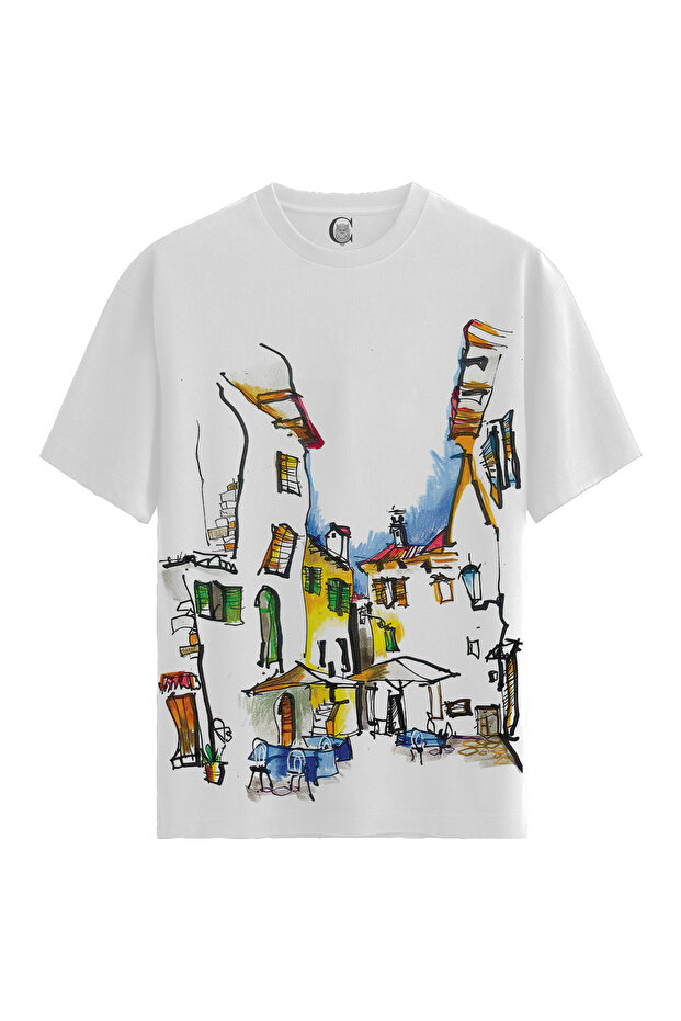 Men'S/Unisex White 100% Cotton Relaxed Fit (Relaxed Fit) Crew Neck Echo Custom Printed T-Shirt