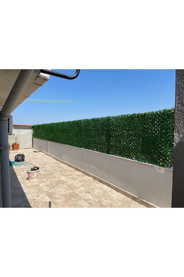 🟩 1 Metre Yüksekliğinde Çim Çit + Panel Ayak Seti (10 Metre Uzunluk - 6