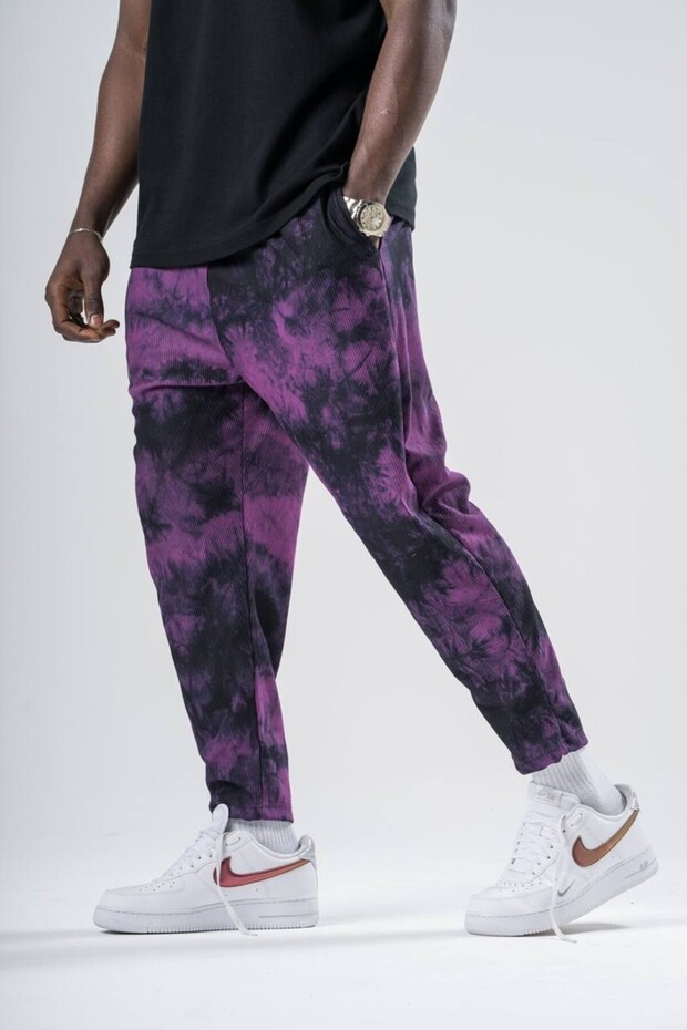 Batik Washed Baggy Trousers with Elastic Waist