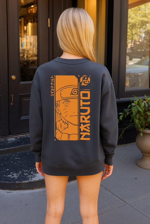 Lenithra Naruto Anime Back Printed Unisex Oversize Smoked Sweatshirt