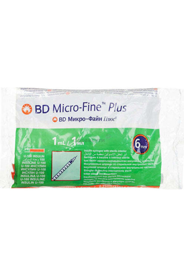 Bd Micro-Fine Plus Demi Insulin Syringe 0.5ml with 30Gx8mm Needle Pack, 100 Pieces