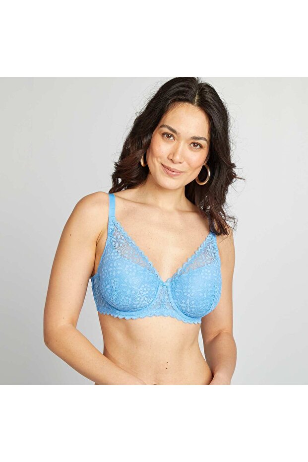 حمالة صدر مبطنة لمقاسات D-E باللون الأزرق - 1