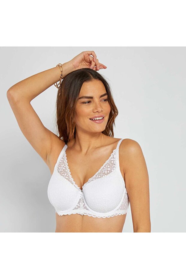 حمالة صدر مبطنة لأكواب D و E باللون الأبيض - 2