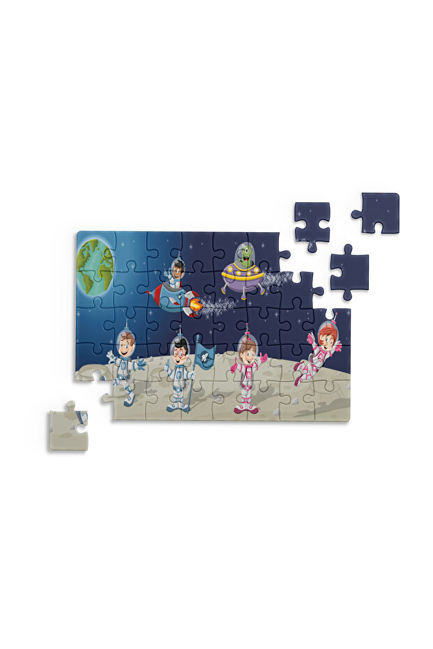 Astronot Çocuklar Mini Puzzle 40 Parça 3-7 Yaş Çocuk Puzzle Yapboz - 6