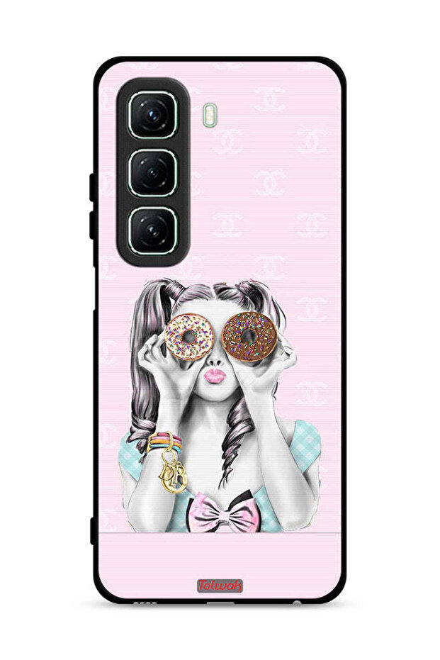 غطاء حماية لهاتف Infinix Hot 50 5G يحمل قطعتين من الدونات