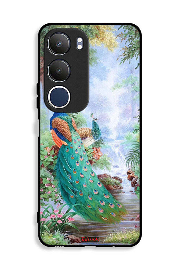 غطاء حماية لهاتف Vivo Y19s 4G بنقشة الطاووس