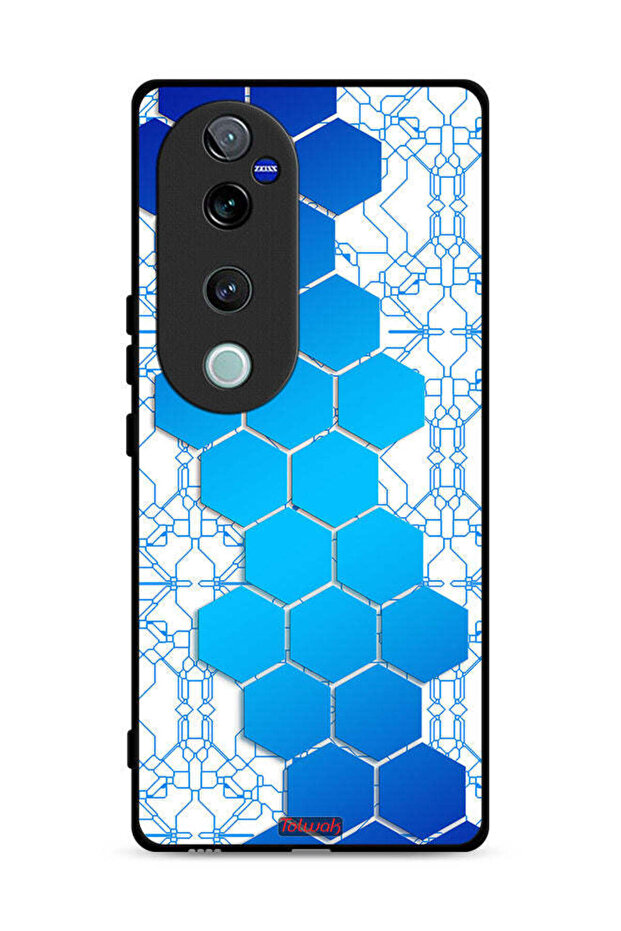 غطاء حماية لهاتف Vivo S19 Pro 5G بنمط شبكة أيقونات سداسية الأضلاع