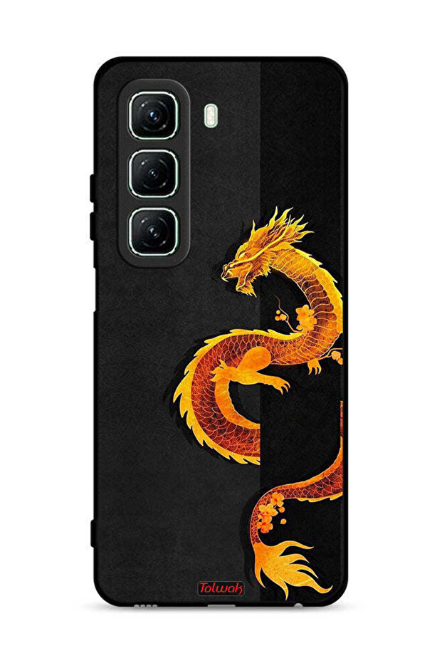 غطاء حماية لهاتف Infinix Hot 50 5G بطبعة فن التنين