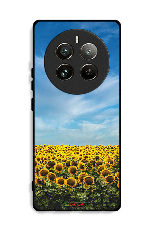 غطاء حماية لهاتف Realme 12 Pro 5G بطبعة عباد الشمس تحت السماء