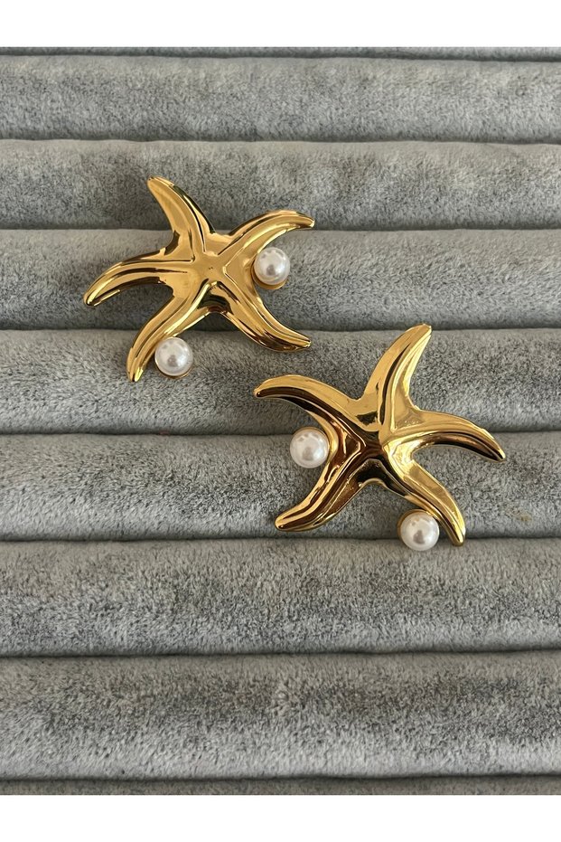 Sea Star Earrings with Steel Pearl