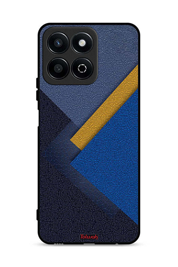 غطاء حماية لهاتف Honor Play 60 Plus 5G بنقشة مثلثات جلدية