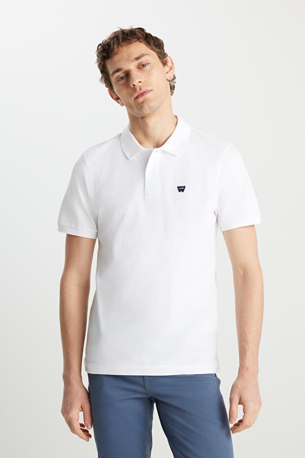 100% Cotton Regular Fit Regular Cut White Polo Neck T-Shirt