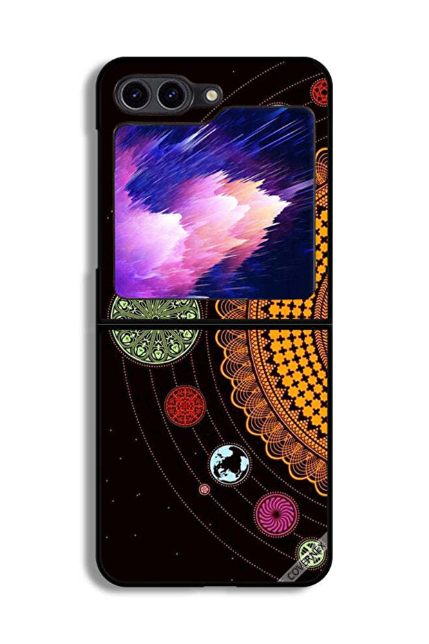 غطاء حماية لهاتف Samsung Galaxy Z Flip6 بتصميم ماندالا للنظام الشمسي
