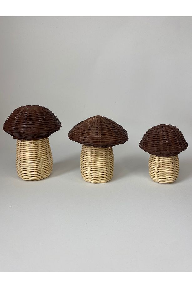 3'lü Dekoratif El Yapımı Rattan Mantarlar/Bahçe -Balkon Süsü - 2