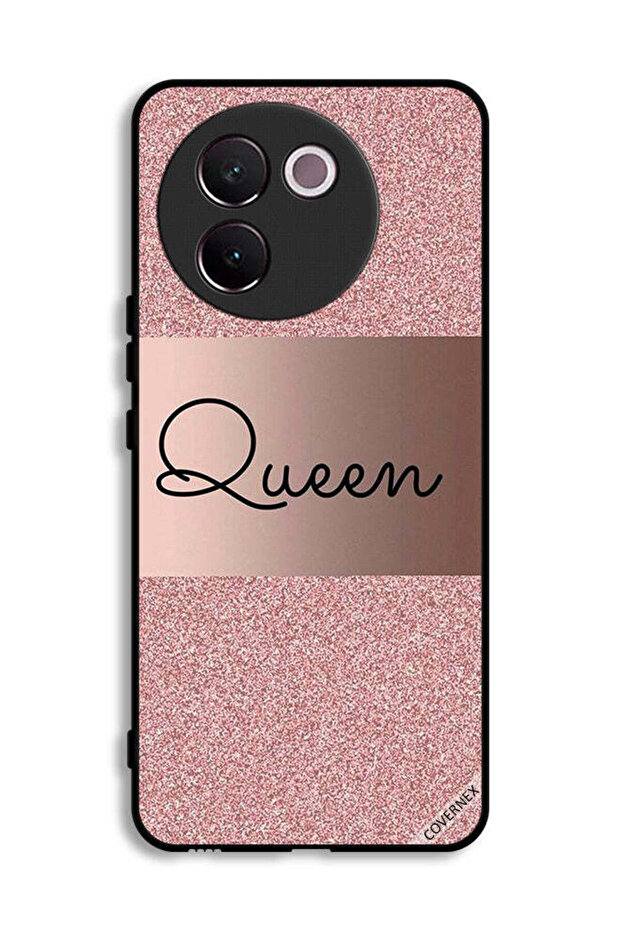 غطاء حماية لهاتف Vivo V30e 5G بخلفية لامعة من Queen Glitters