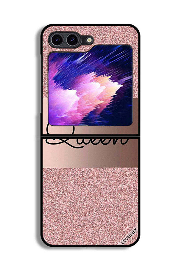 غطاء حماية لهاتف Samsung Galaxy Z Flip6 بخلفية لامعة من Queen Glitters