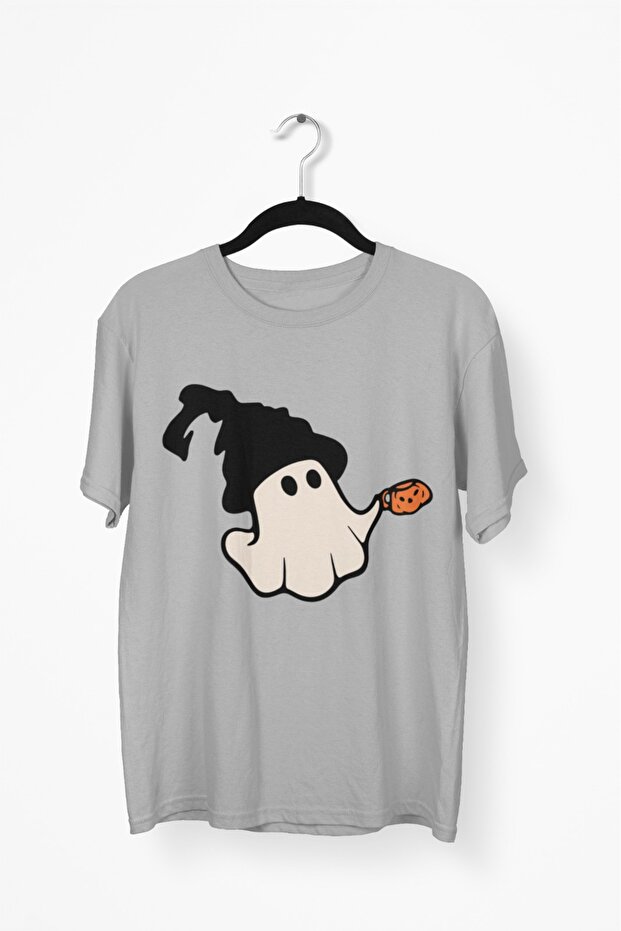 Men/Women Holloween Ghost Transfer Printed Round Neck Short Sleeve T-Shirt