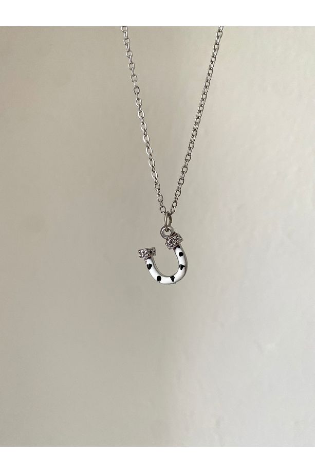 Minimal Zirkon Detaylı Nal Kolye - Şans Kolye - 1