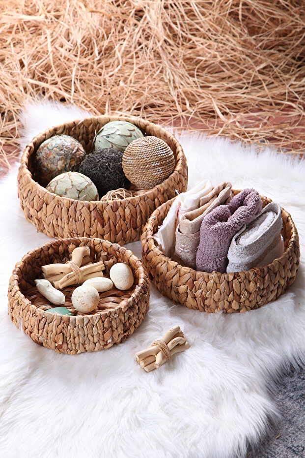 Casa Linda Wicker Round 3-Piece Organizer and Bread Basket