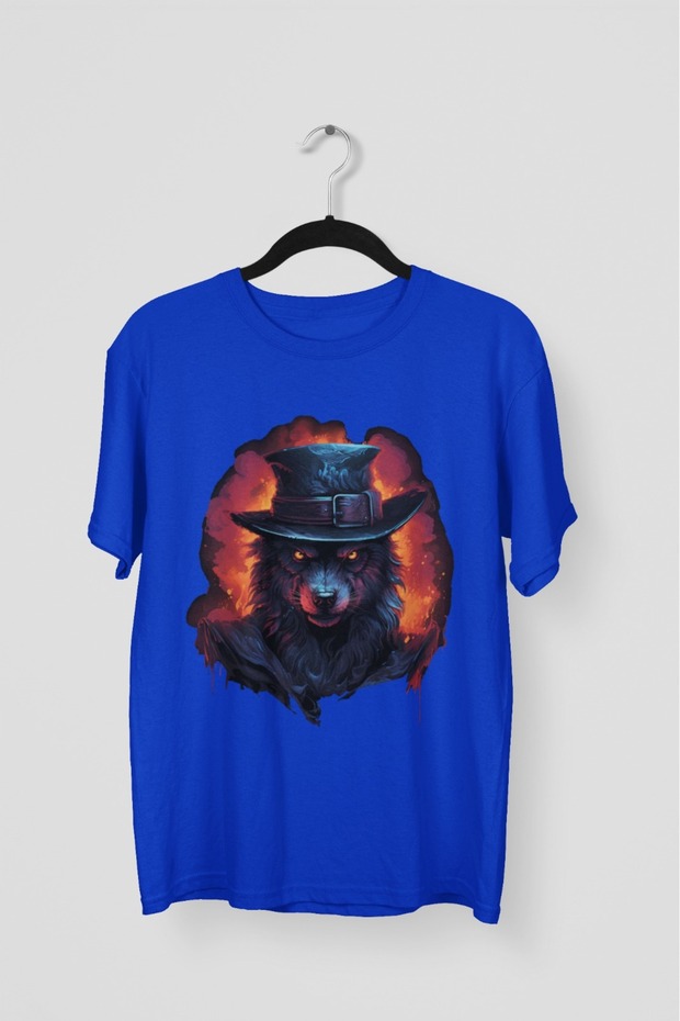 Men/Women Wolf Eyes Transfer Printed Round Neck Short Sleeve T-Shirt