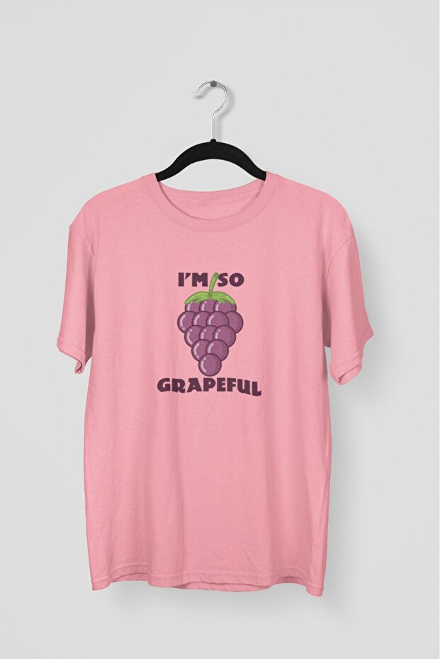 Men/Women Grapeful Transfer Printed Round Neck Short Sleeve T-Shirt
