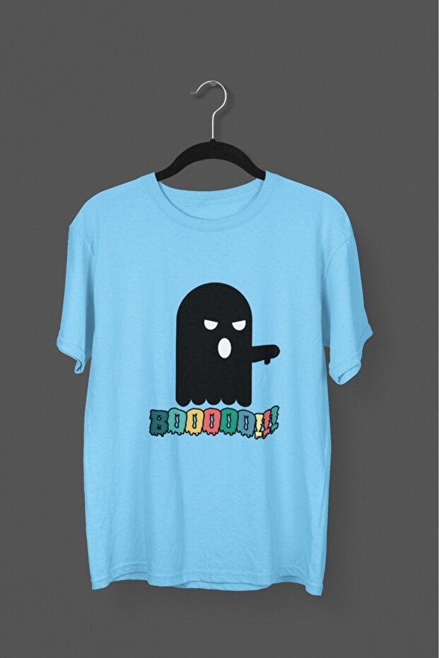 Men/Women Booo Transfer Printed Round Neck Short Sleeve T-Shirt