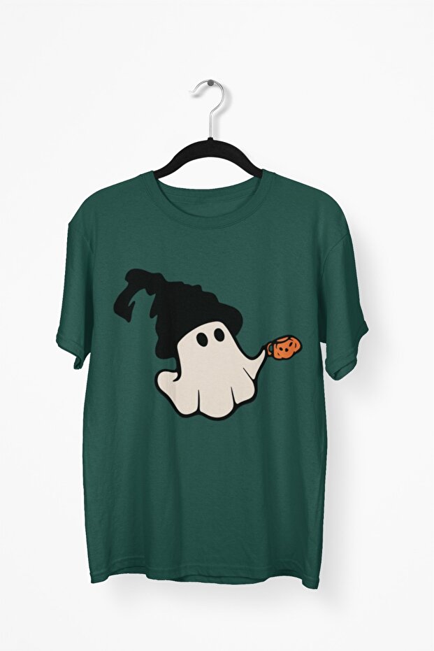 Men/Women Holloween Ghost Transfer Printed Round Neck Short Sleeve T-Shirt