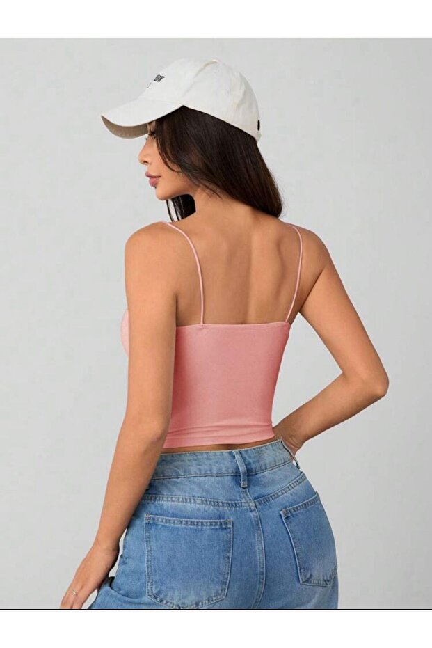 Kadın İp Askılı Örme Body Bluz - 2