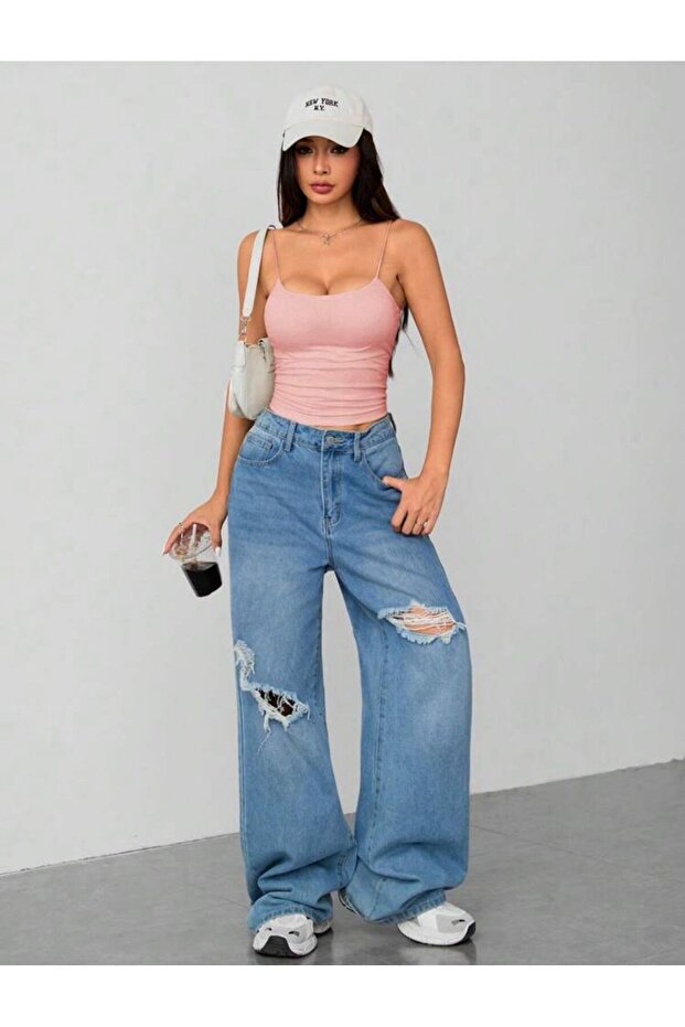 Kadın İp Askılı Örme Body Bluz - 6