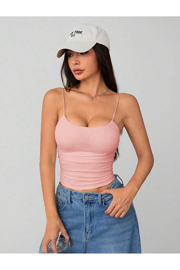 Kadın İp Askılı Örme Body Bluz - 5