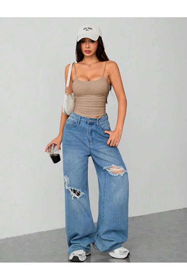 Kadın İp Askılı Örme Body Bluz - 6