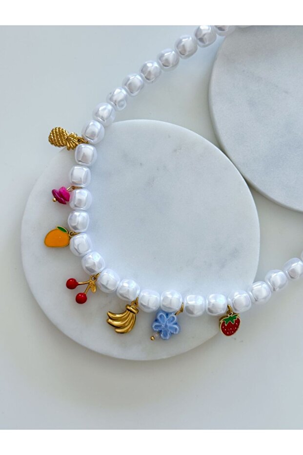 Steel Charmli Pearl Bead Necklace
