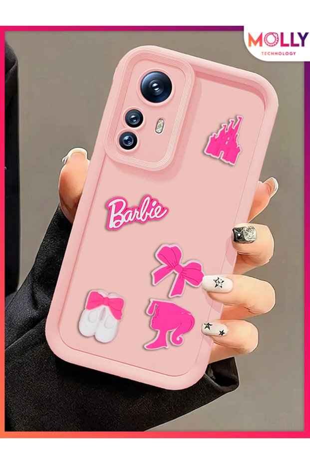 Sand Pink Edges Thick 3D Embossed Cute Girl Silicone Case for Xiaomi Redmi Note 12S
