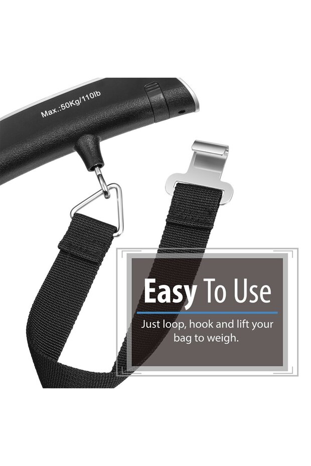 🧳 Digital Luggage Scale with LCD Display and Thermometer - 50kg Capacity, Practical for Travelers - 5