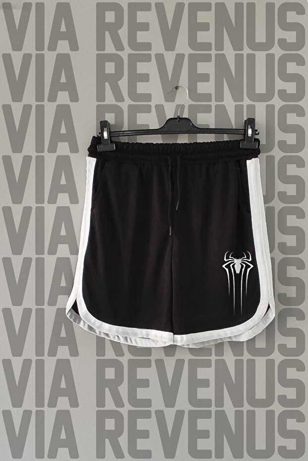 Spider Printed Piping Detailed Sports Training Shorts